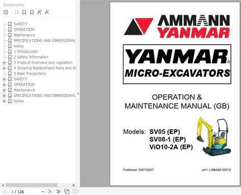 yanmar mini excavator operator's manual|yanmar excavator parts catalog.